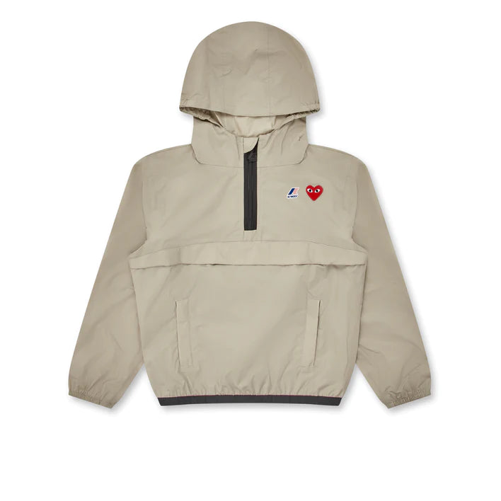 PLAY Comme des Garçons x K-WAY Kids Half Zip Jacket (Beige) Faux Fur Jacket Real Fur Jacket Shearling Jacket PLAY Comme des Garçons x K-WAY Kids Half Zip Jacket (Beige) Faux Fur Jacket Real Fur Jacket Shearling Jacket