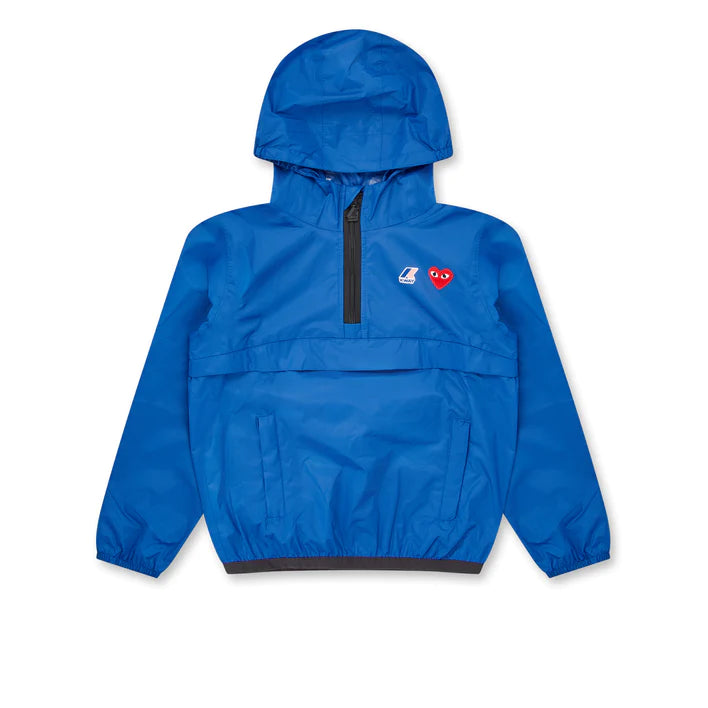 PLAY Comme des Garçons x K-WAY Kids Half Zip Jacket (Blue) Fleece Jacket Down Jacket Feather Jacket PLAY Comme des Garçons x K-WAY Kids Half Zip Jacket (Blue) Fleece Jacket Down Jacket Feather Jacket