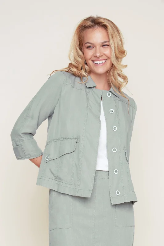 Collared Tencel Woven Jacket