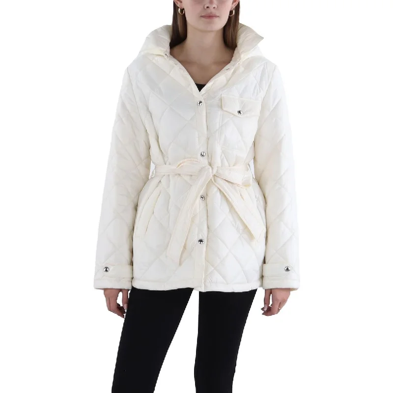 Sam Edelman Womens Quilted Hooded Puffer Jacket Satin Fabric Silk Fabric Chiffon Fabric Sam Edelman Womens Quilted Hooded Puffer Jacket Satin Fabric Silk Fabric Chiffon Fabric
