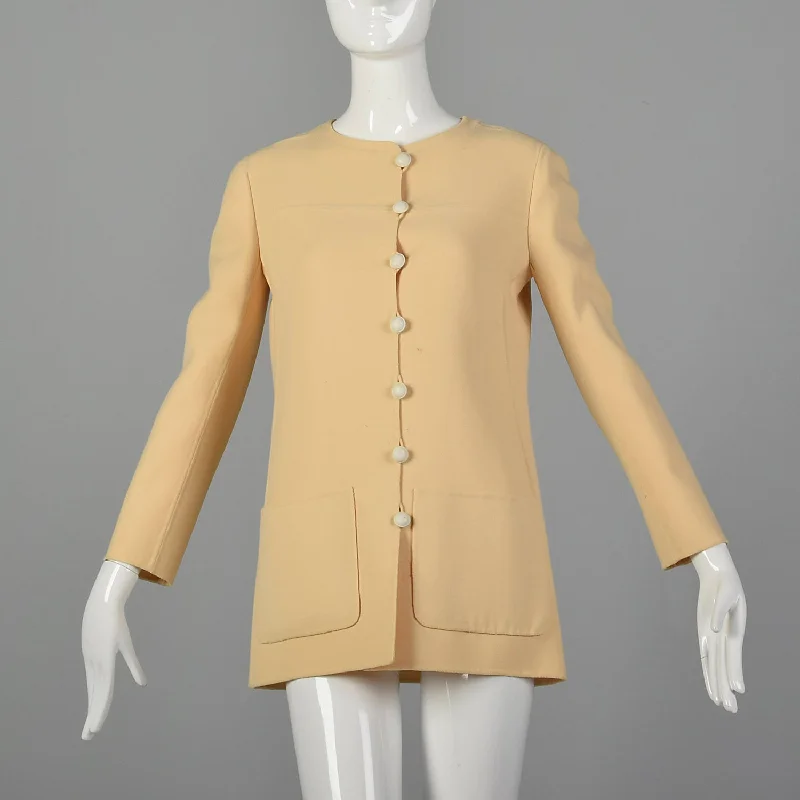 Small 1960s Minimalist Cream Jacket Jacket Blazer Coat