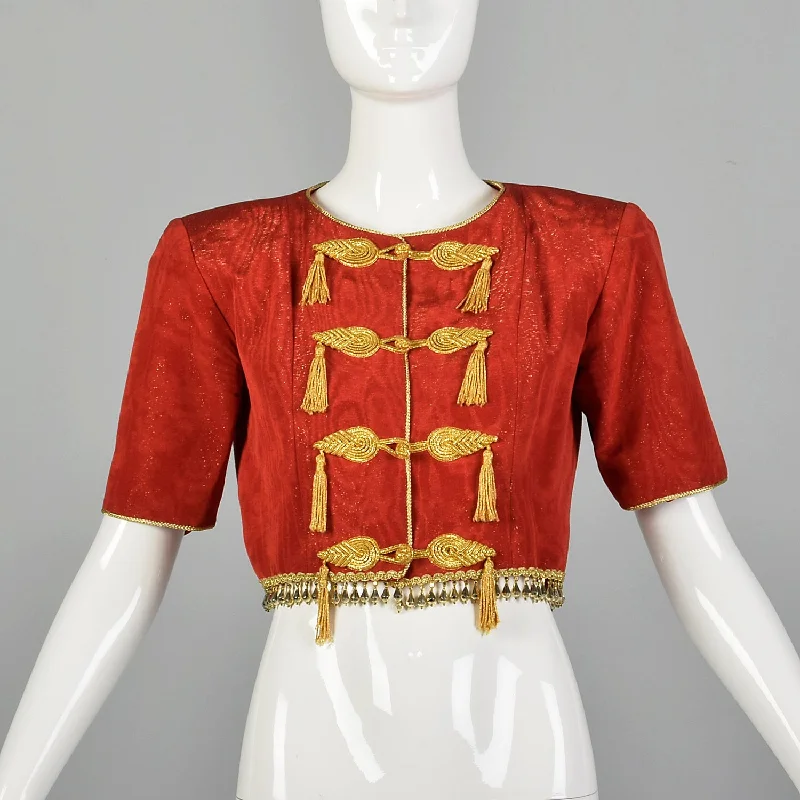 Small Yves Saint Laurent Rive Gauche 1990s  Red Cropped Bolero Jacket