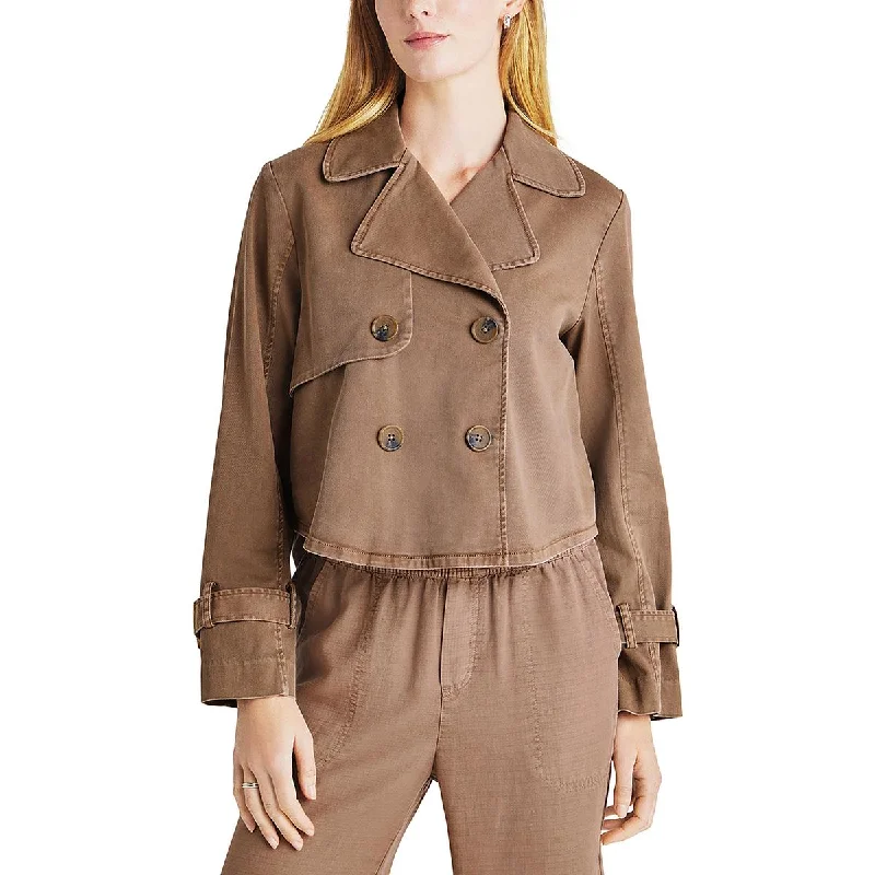 Splendid Womens Portia Double Breasted Short Denim Jacket Tailored Jacket Straight Jacket A-Line Jacket