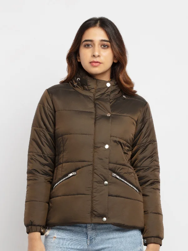 Women's Quilted High Neck Jacket Print Jacket Jacquard Jacket Embroidered Jacket
