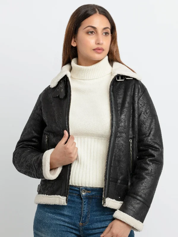 Womens Solid Collar Neck Jacket