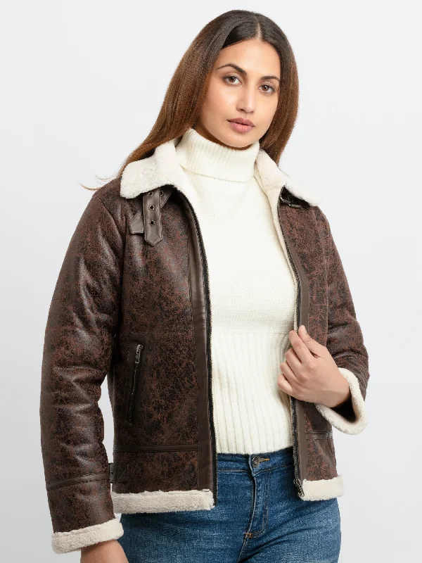 Womens Solid Collar Neck Jacket Tiered Jacket Buttoned Jacket Zippered Jacket