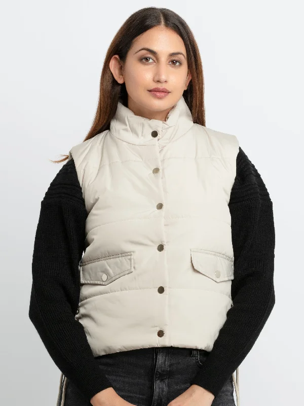 Womens Quilted High Neck Sleeveless Jacket