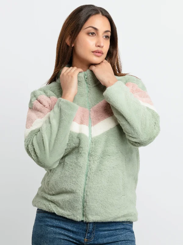 Womens Mix & Match High Neck Jacket Hoodie Zip-Up Jacket Button-Up Jacket