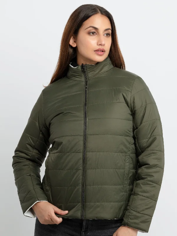 Womens Quilted Reversible High Neck Jacket