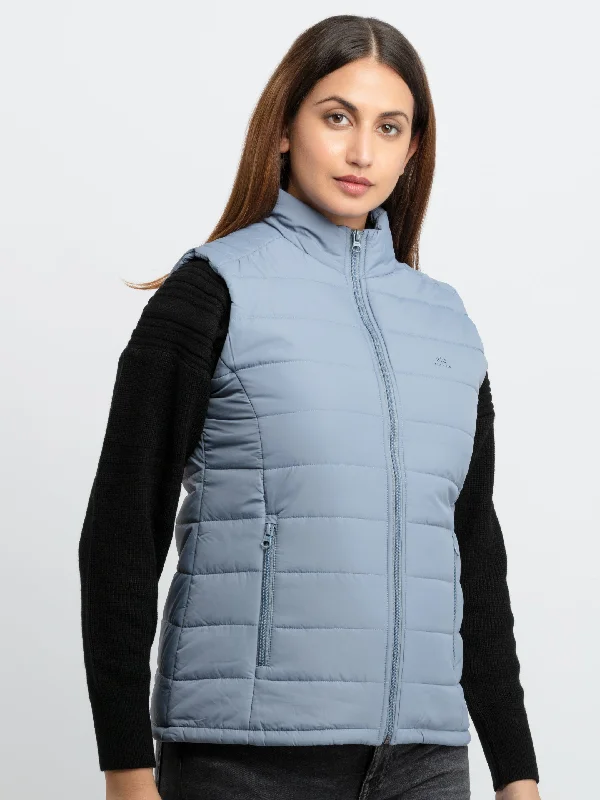 Womens Quilted  High Neck Sleeveless Jacket