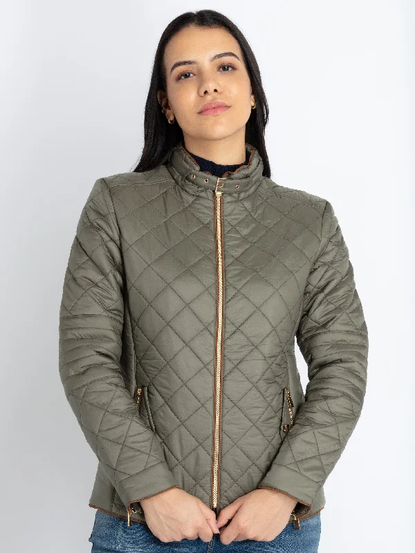 Womens Quilted High Neck Jacket