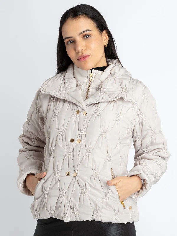 Womens Quilted Collared Neck Jacket Fleece Jacket Down Jacket Feather Jacket