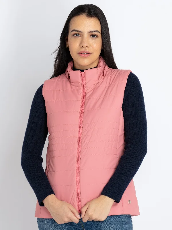 Womens Quilted Sleeveless Jacket With Detachable Hood