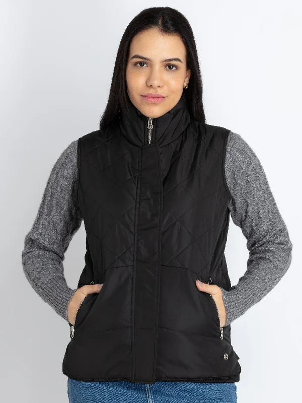 Womens Quilted High Neck Sleeveless Jacket