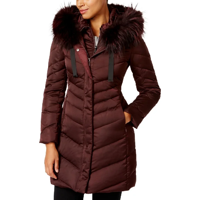 T Tahari Womens Jolene Cold Weather Hooded Puffer Jacket Cardigan Sweater Pullover