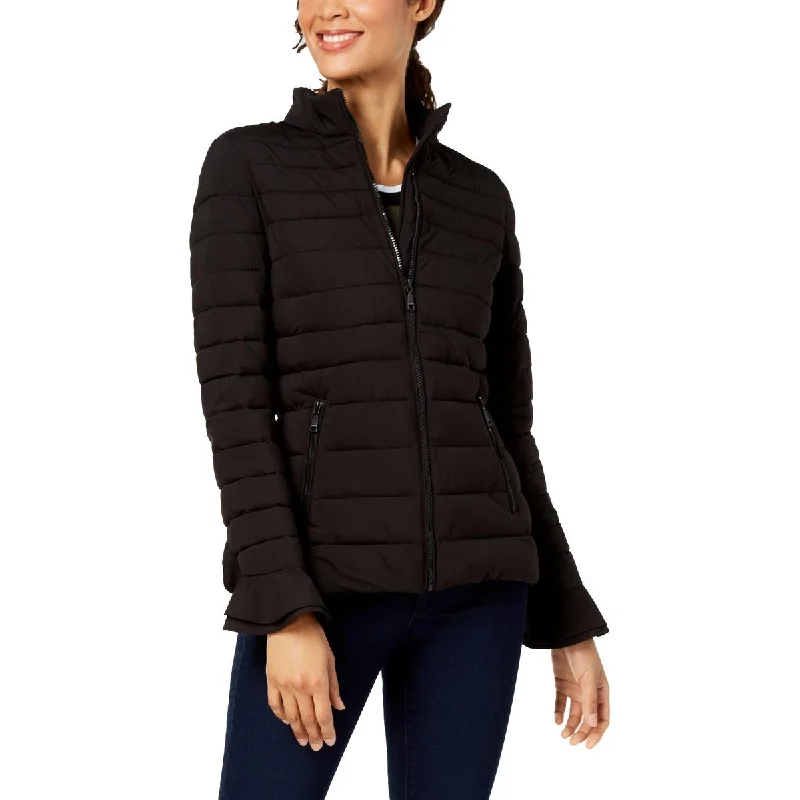 Tahari Tara Women’s Lightweight Ruffled Puffer Jacket Coat Striped Jacket Polka Dot Jacket Floral Jacket