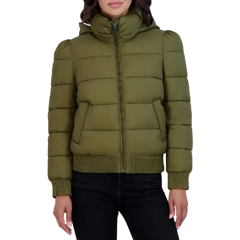 Tahari Womens Cold Weather Hooded Puffer Jacket Stand-Up Collar Roll-Neck Collar Turtle Neck Tahari Womens Cold Weather Hooded Puffer Jacket Stand-Up Collar Roll-Neck Collar Turtle Neck