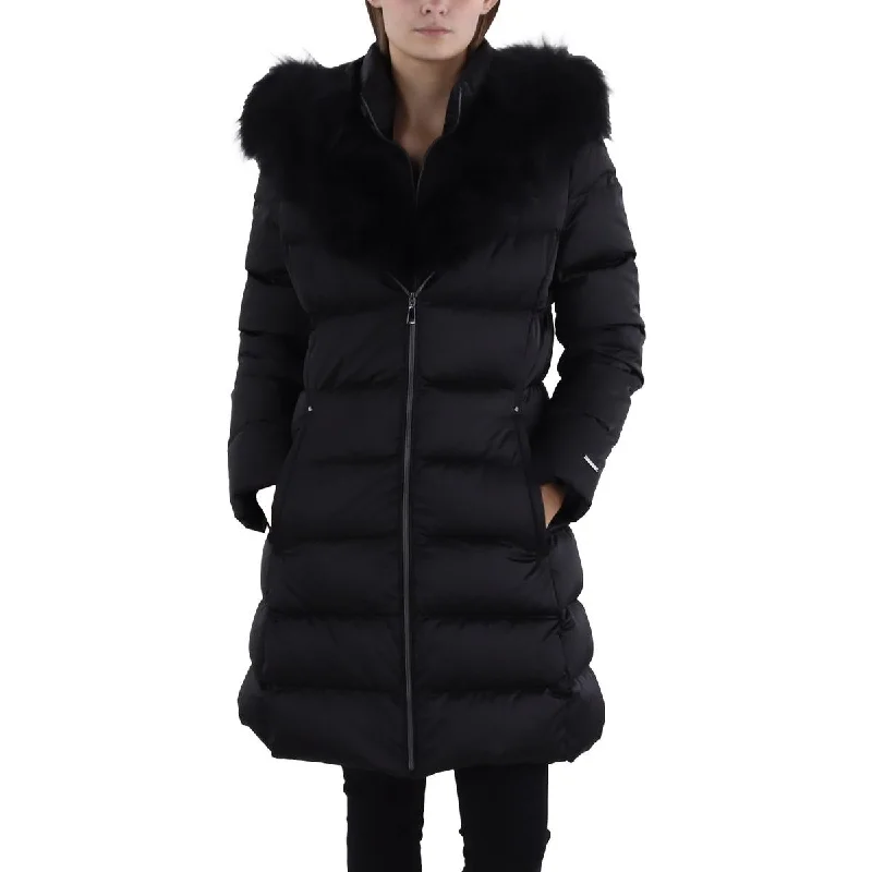 Tahari Womens Insulated Faux Fur Trim Puffer Jacket Chenille Fabric Brocade Fabric Lace Fabric Tahari Womens Insulated Faux Fur Trim Puffer Jacket Chenille Fabric Brocade Fabric Lace Fabric