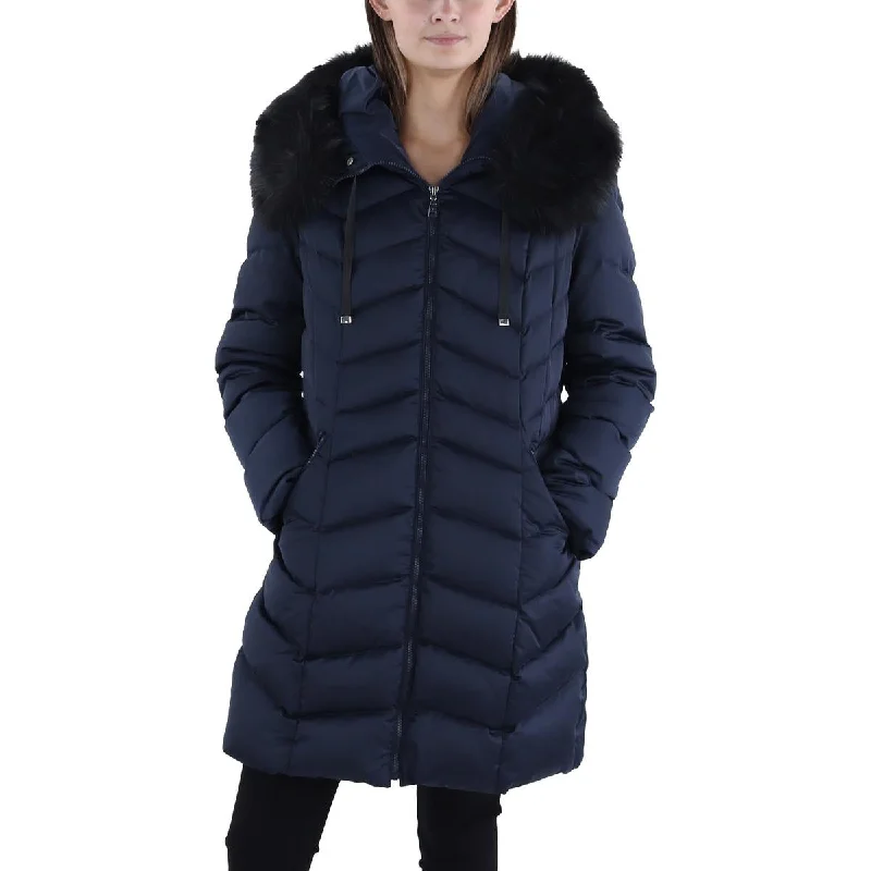Tahari Womens Insulated Faux Fur Trim Puffer Jacket Wool Fabric Cashmere Fabric Tweed Fabric Tahari Womens Insulated Faux Fur Trim Puffer Jacket Wool Fabric Cashmere Fabric Tweed Fabric