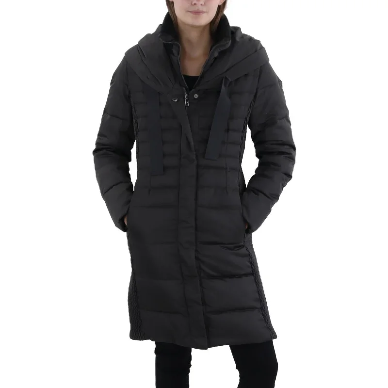 Tahari Womens Insulated Layered Puffer Jacket Cardigan Sweater Pullover