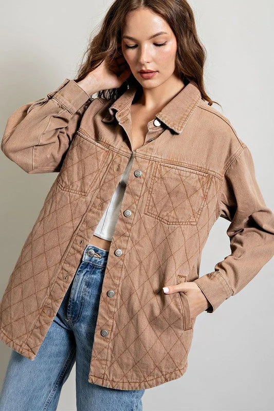 Tia Quilted Button Down Jacket Tailored Jacket Straight Jacket A-Line Jacket