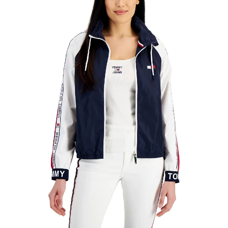 Tommy Hilfiger Womens Colorblock Lightweight Windbreaker Jacket