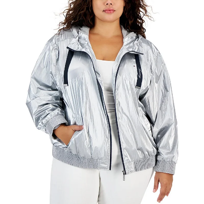 Tommy Hilfiger Womens Plus Logo Nylon Windbreaker Jacket Fleece Jacket Down Jacket Feather Jacket Tommy Hilfiger Womens Plus Logo Nylon Windbreaker Jacket Fleece Jacket Down Jacket Feather Jacket