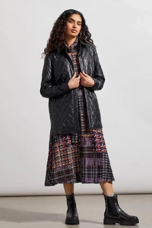Tribal Quilted Vegan Leather Jacket Ribbed Jacket Pleated Jacket Ruffled Jacket