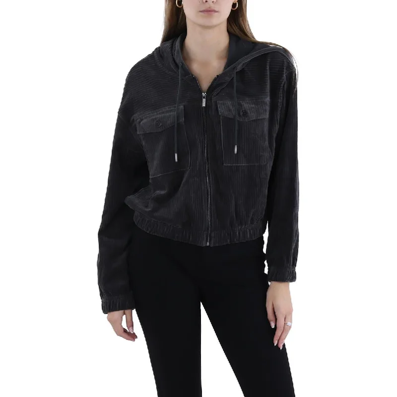 Ugg Womens Corduroy Zip-Up Bomber Jacket Wool Fabric Cashmere Fabric Tweed Fabric