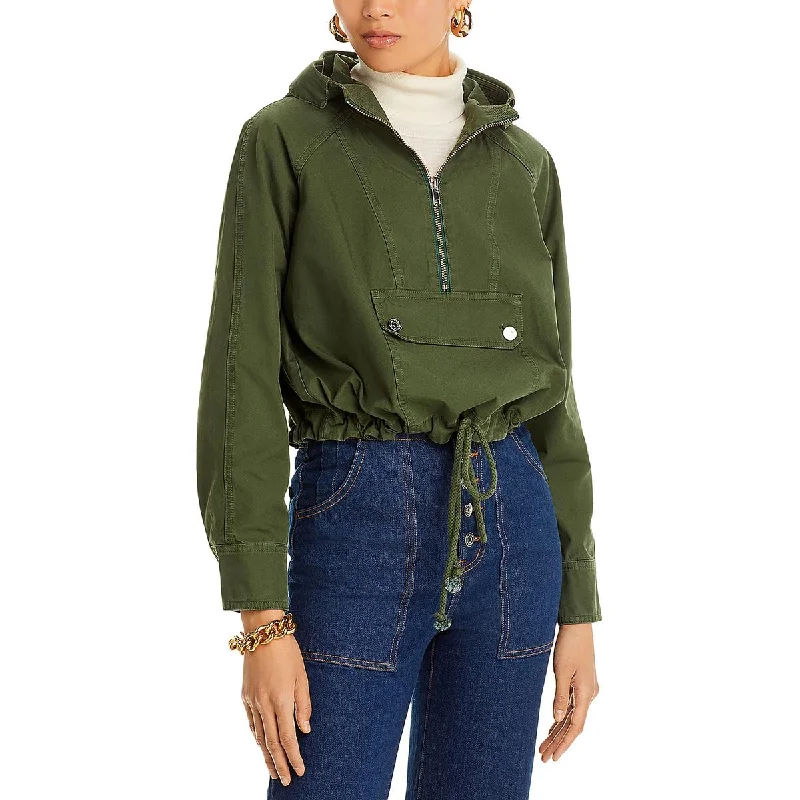 Veronica Beard Womens Front Pocket Hooded Shirt Jacket Front Pockets Side Pockets Patch Pockets Veronica Beard Womens Front Pocket Hooded Shirt Jacket Front Pockets Side Pockets Patch Pockets