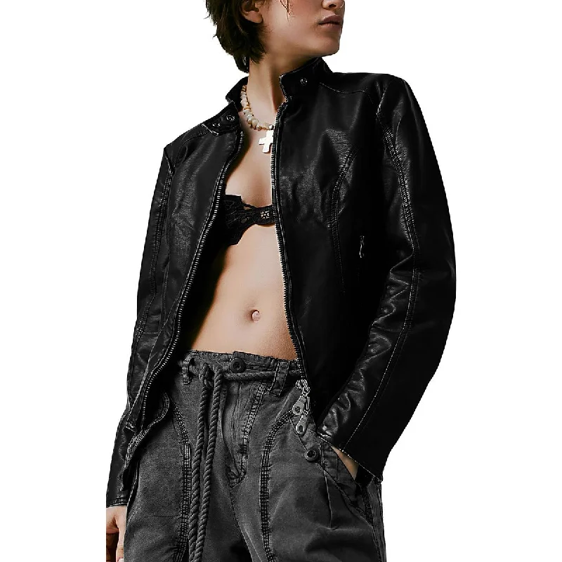 We The Free Womens Max Faux Leather Biker Motorcycle Jacket Front Pockets Side Pockets Patch Pockets We The Free Womens Max Faux Leather Biker Motorcycle Jacket Front Pockets Side Pockets Patch Pockets