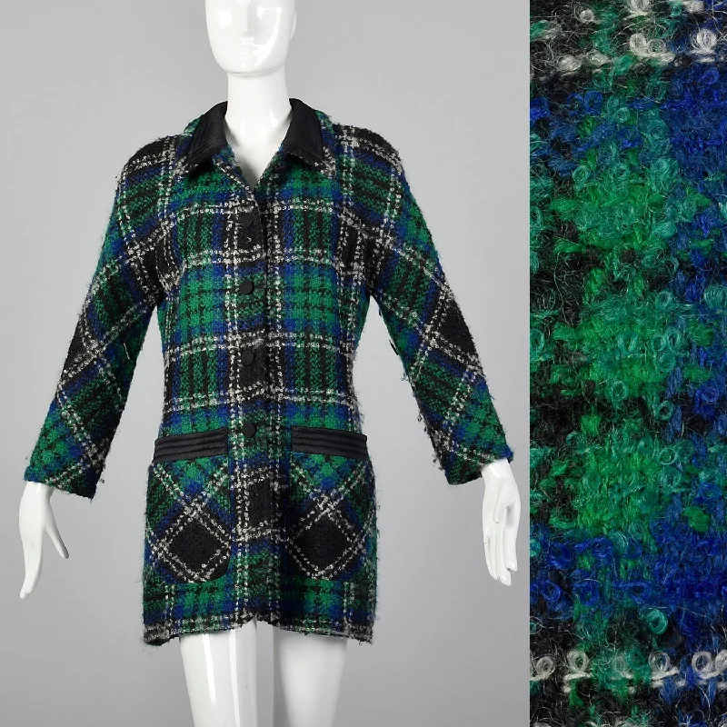 XS Valentino Miss V 1980s Plaid Jacket Mesh Jacket Canvas Jacket Denim Jacket