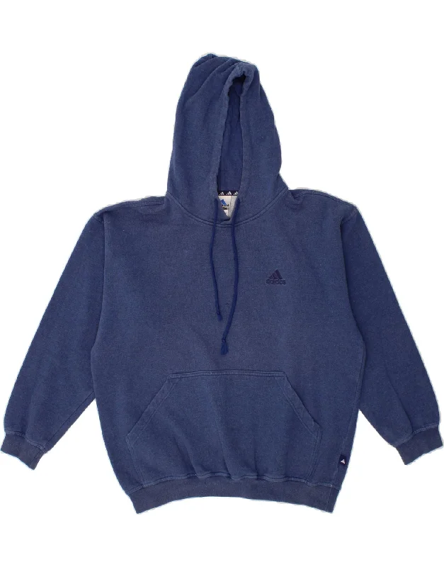 ADIDAS Mens Hoodie Jumper UK 40/42 Medium Navy Blue Cotton