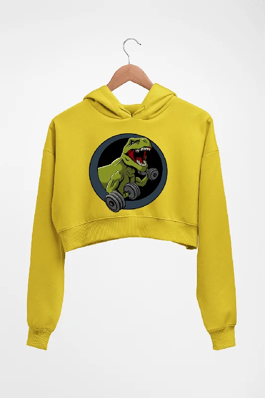 Angry T-Rex Gym Crop HOODIE FOR WOMEN Hoodie with Exposed Zipper Edgy Industrial