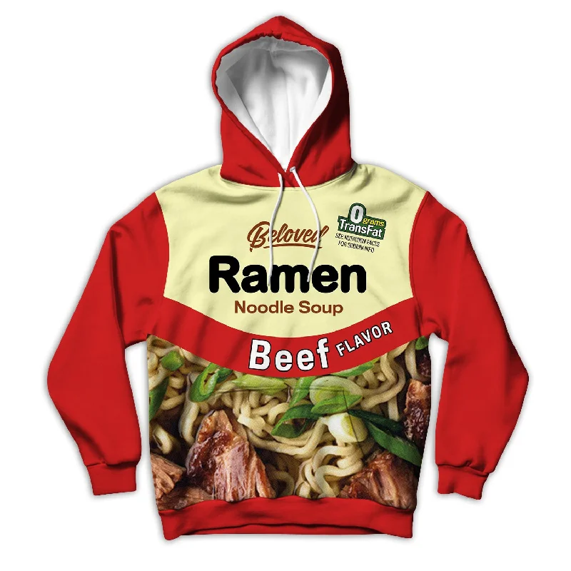 Beef Ramen Unisex Hoodie Hoodie with Hem Fringe Bohemian Relaxed
