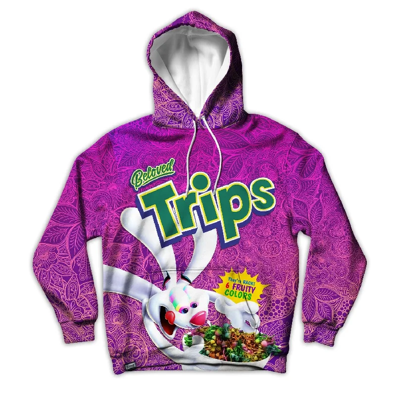 Beloved Trips Unisex Hoodie Hoodie with Hem Raw Edge Edgy Unfinished