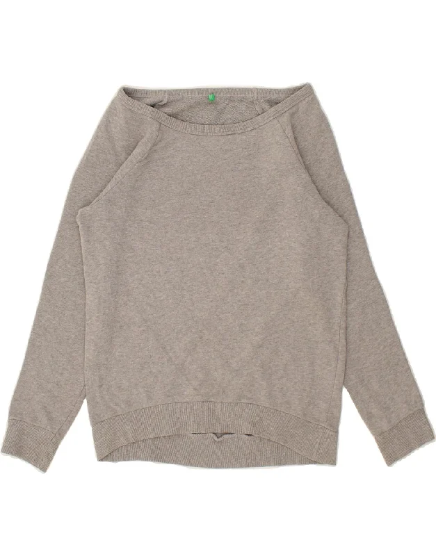 BENETTON Womens Sweatshirt Jumper UK 6 XS Grey Cotton