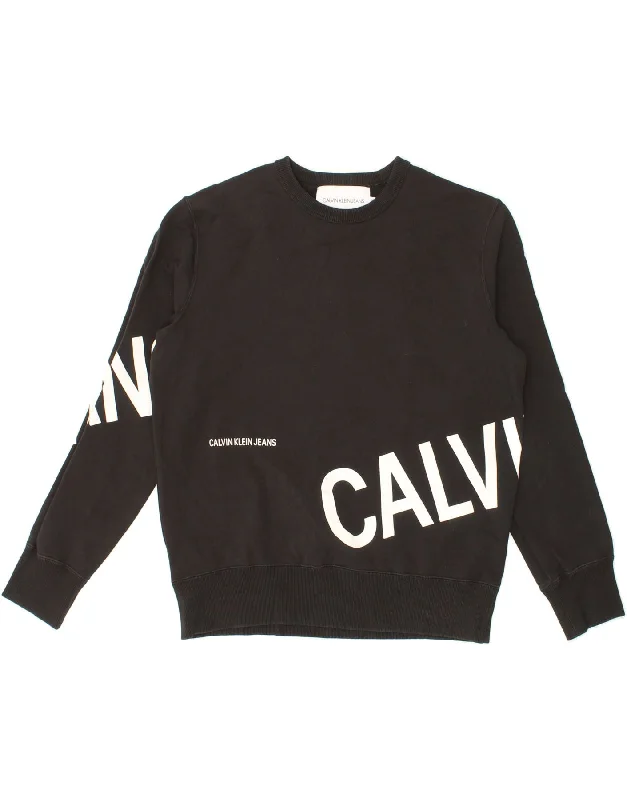 CALVIN KLEIN JEANS Mens Graphic Sweatshirt Jumper Medium Black Cotton