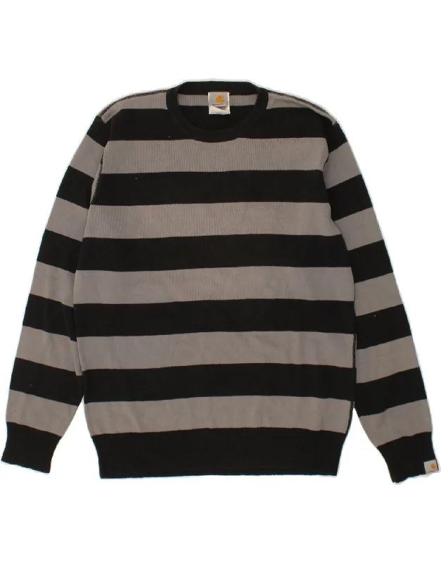 CARHARTT Mens Sweatshirt Jumper XL Black Striped Cotton