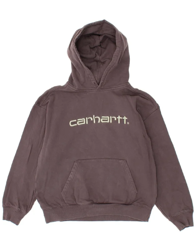 CARHARTT Womens Graphic Hoodie Jumper UK 10 Small Grey Cotton