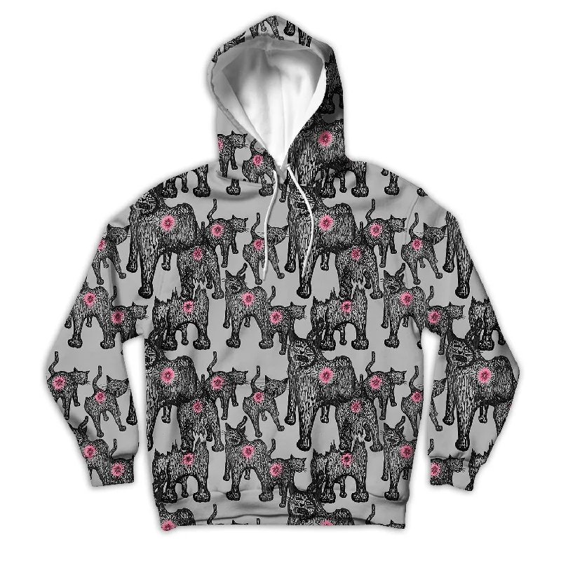 Cat Butts Unisex Hoodie Hoodie with Ribbed Hem Stretchable Secure