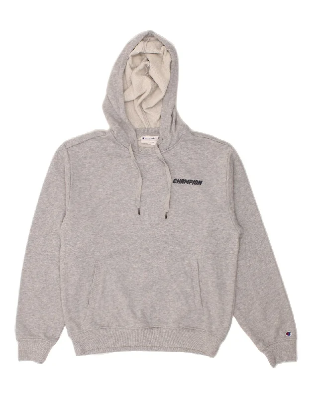 CHAMPION Womens Graphic Hoodie Jumper UK 10 Small Grey