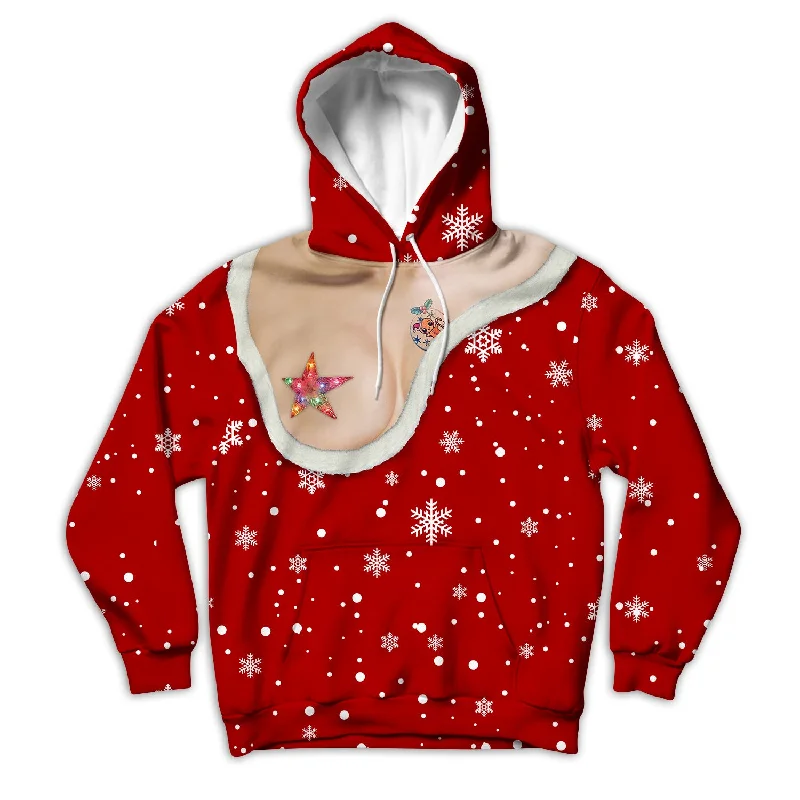 Christmas Sexy Female Unisex Hoodie Hoodie with Hem Lace Feminine Delicate
