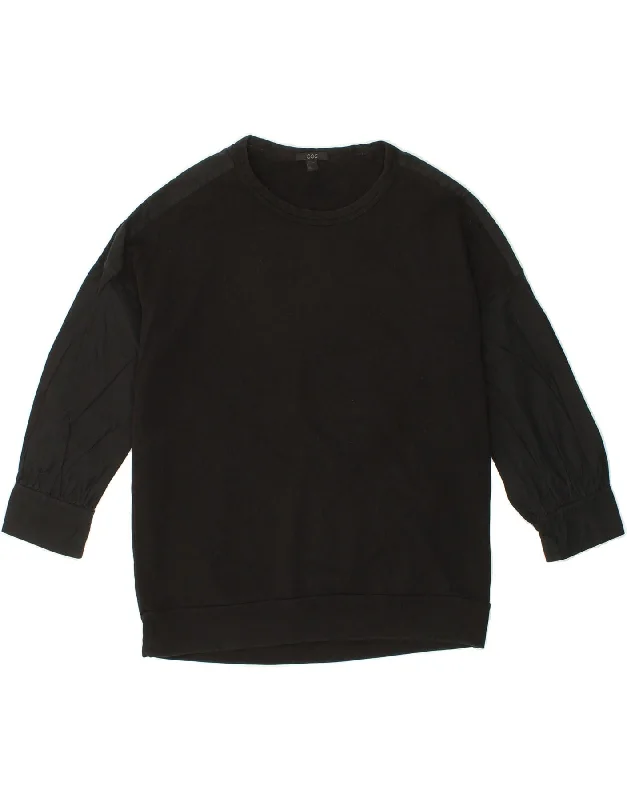 COS Womens 3/4 Sleeve Sweatshirt Jumper UK 14 Medium Black Cotton Hoodie with Gradient Ombre Colorful