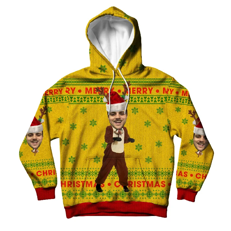 Custom Christmas Reindeer Unisex Hoodie Hoodie Sweatshirt Pullover