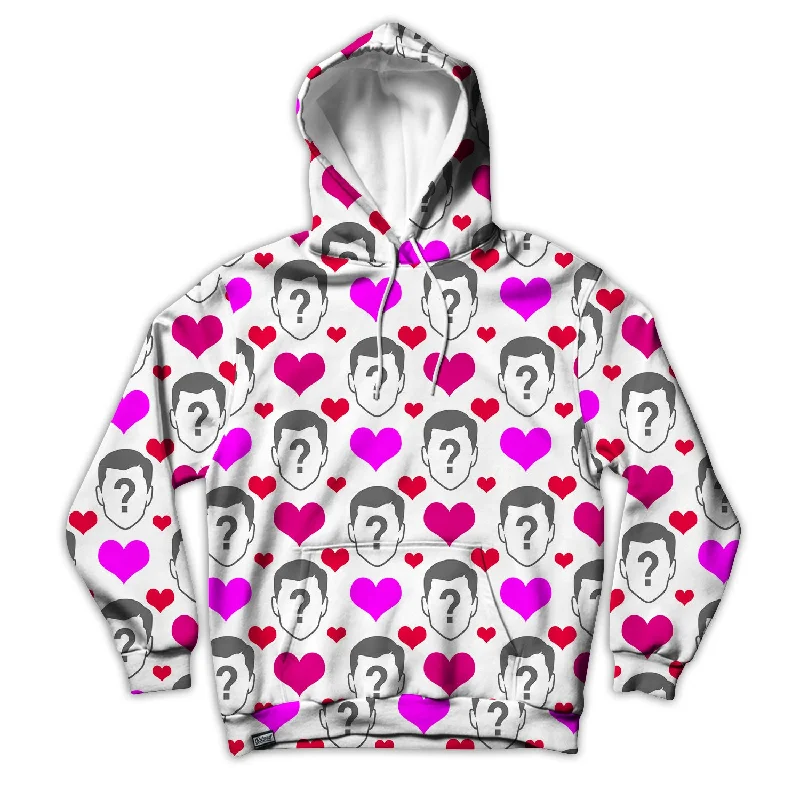 Custom Heart Pattern Unisex Hoodie Hoodie with Ribbed Cuffs Snug Fit Comfort