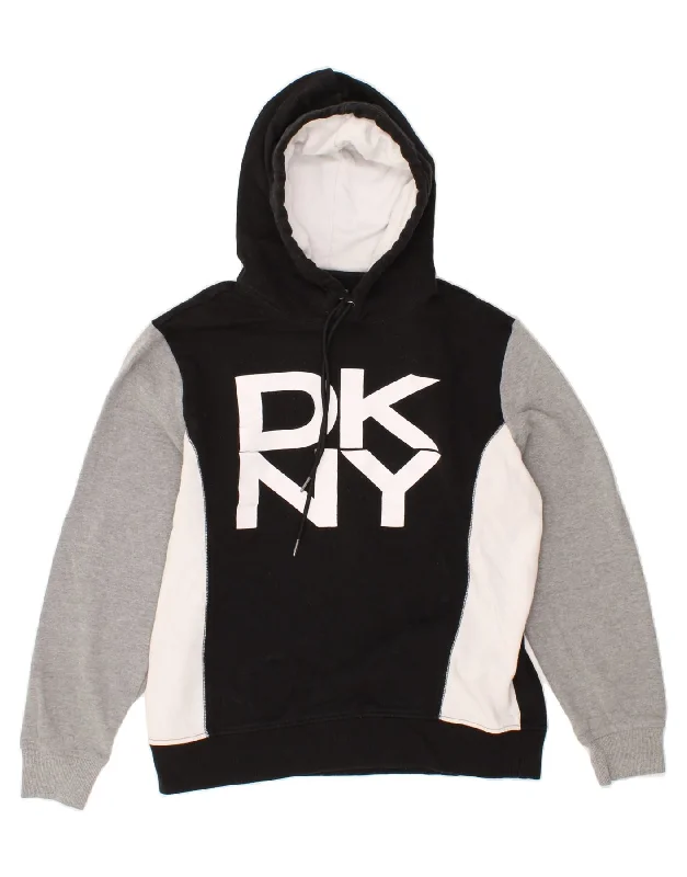 DKNY Womens Oversized Graphic Hoodie Jumper UK 14 Medium Black Colourblock Zip Hoodie Drawstring Kangaroo Pocket DKNY Womens Oversized Graphic Hoodie Jumper UK 14 Medium Black Colourblock Zip Hoodie Drawstring Kangaroo Pocket