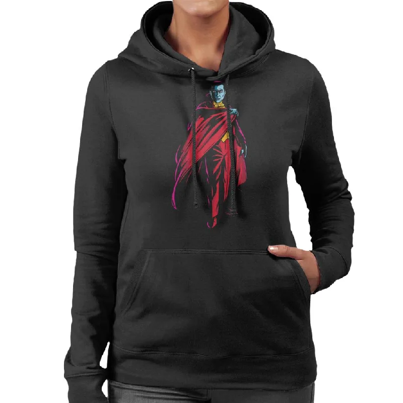 Dracula Cape Pose Dark Blood Illustration Women's Hooded Sweatshirt Cotton Hoodie Fleece Lining Warmth