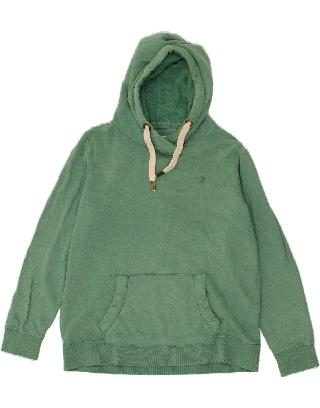 FAT FACE Womens Hoodie Jumper UK 14 Large  Green Cotton Hoodie Crop Top Short Trendy