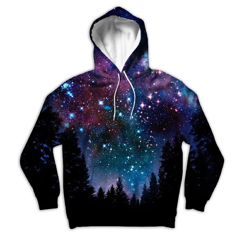 Galaxy Forest Unisex Hoodie Hoodie with Hem Raw Edge Edgy Unfinished